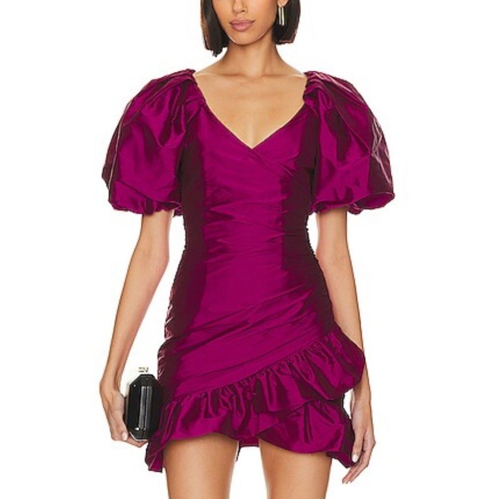 NWT Misa Los Angeles Sybil Dress Magenta mini taffeta pink Revolve M